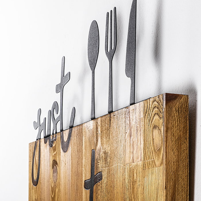 Wallity Just Eat It Escultura de pared en Nogal y Negro
